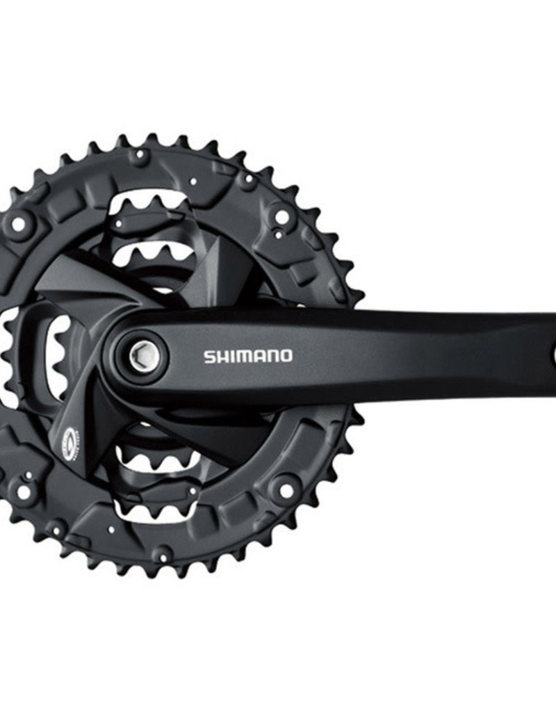 Shimano FRONT CHAINWHEEL, FC-M371-L, FOR REAR 9-SPEED, 175MM, 48X36X26T W/CHAIN GUARD(INTEGRATED TYPE), CHAIN CASE COMPATIBLE, BLACK W/FIXING BOLT, SHIMANO LOGO