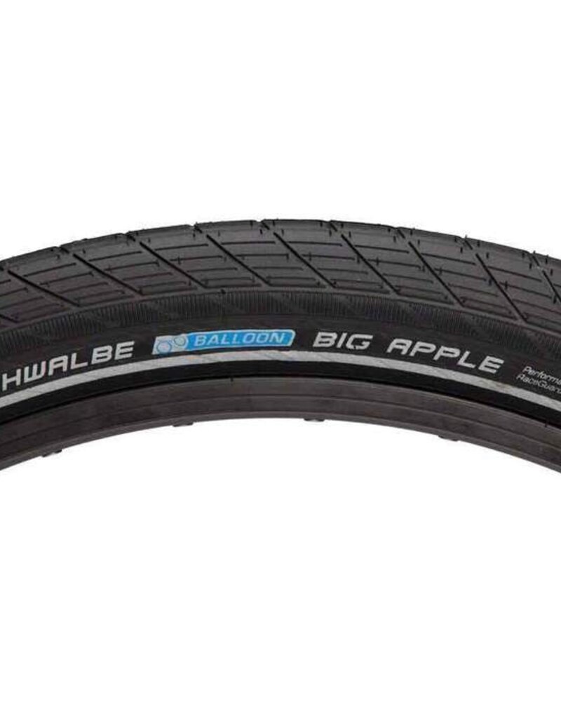 SCHWALBE Schwalbe Big Apple Tire 26 x 2.35, Wire Bead, RaceGuard, Black/Reflect