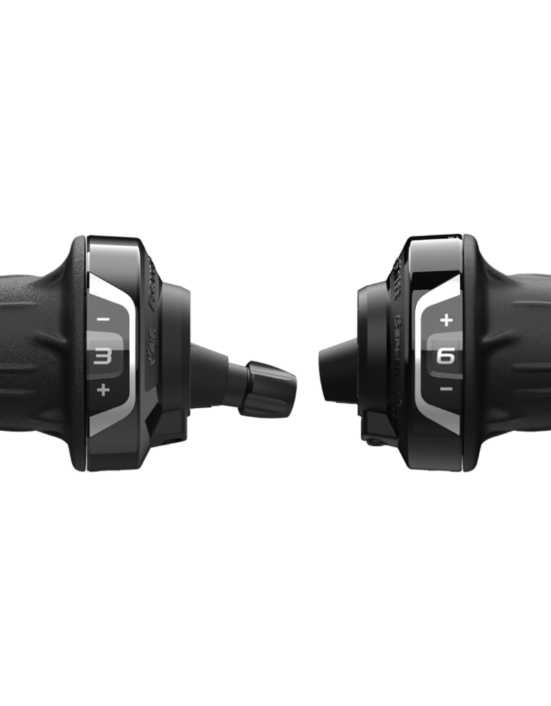 Shimano SHIFT LEVER SET, SL-RV400, 3 (SIS) X 6-SPEED, REVO SHIFTER, R: 2050MM, L:1800MM, 600 X 600 X 300MM BLACK OUTER, W/ OPTICAL GEAR DISPLAY