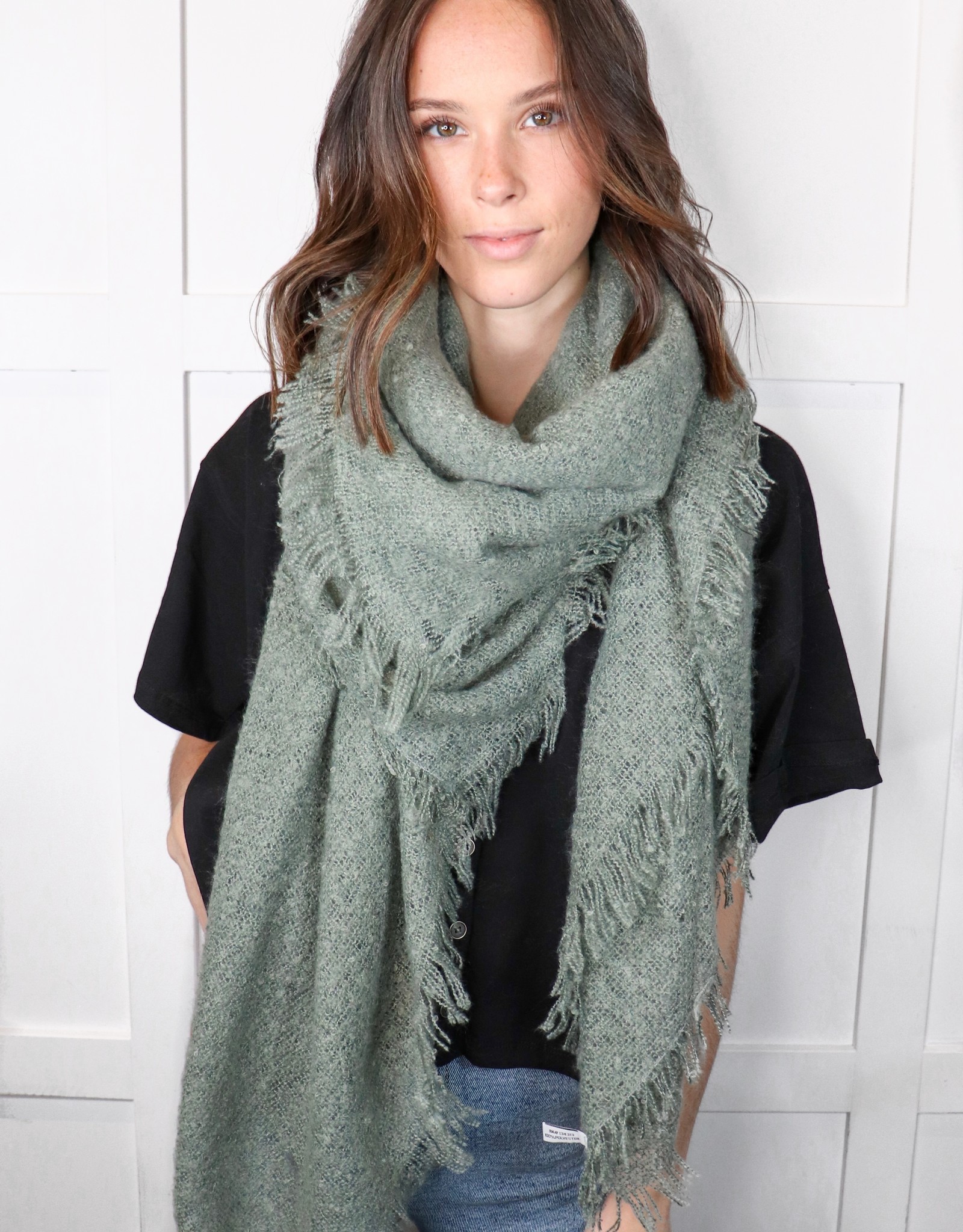 HUSH Mohair square blanket scarf