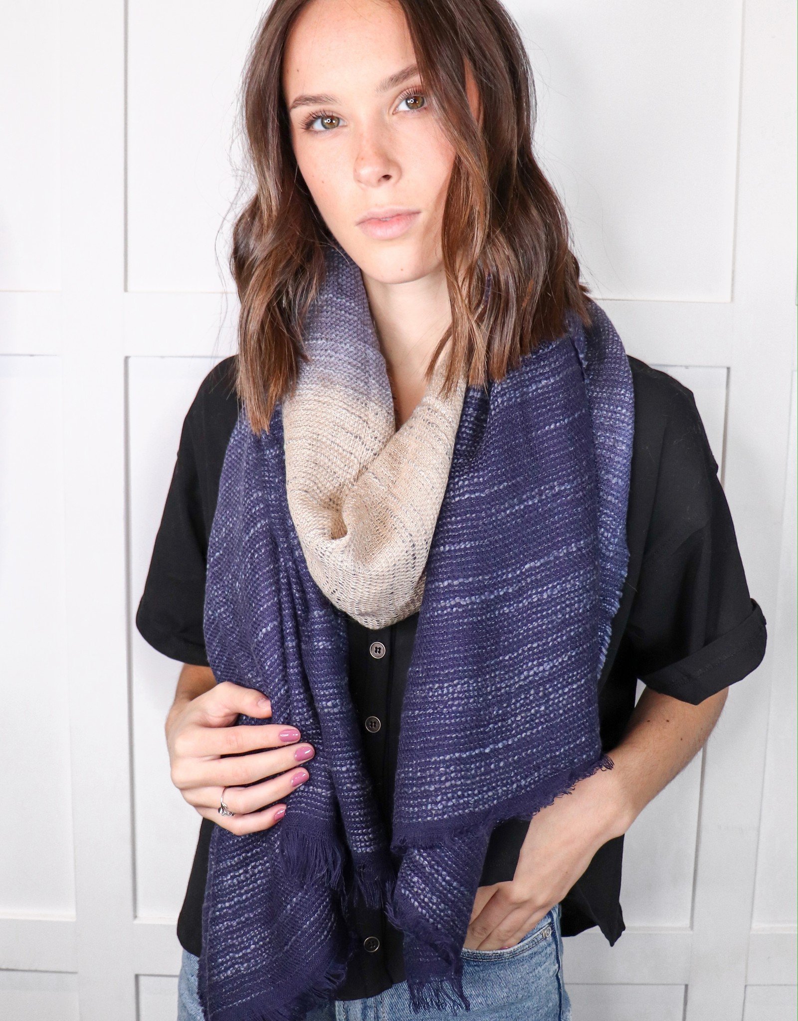 HUSH Two tone ombre scarf