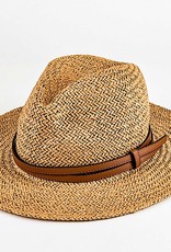 HUSH Woven panama hat w/ faux leather band
