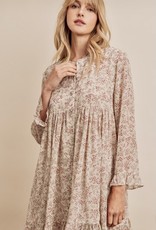 HUSH Floral print 3/4 sleeve babydoll dress