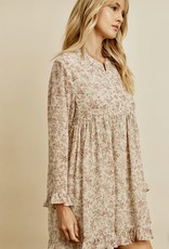 HUSH Floral print 3/4 sleeve babydoll dress