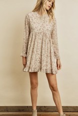 HUSH Floral print 3/4 sleeve babydoll dress