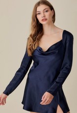 HUSH SHANAYA satin L/S cowl dress