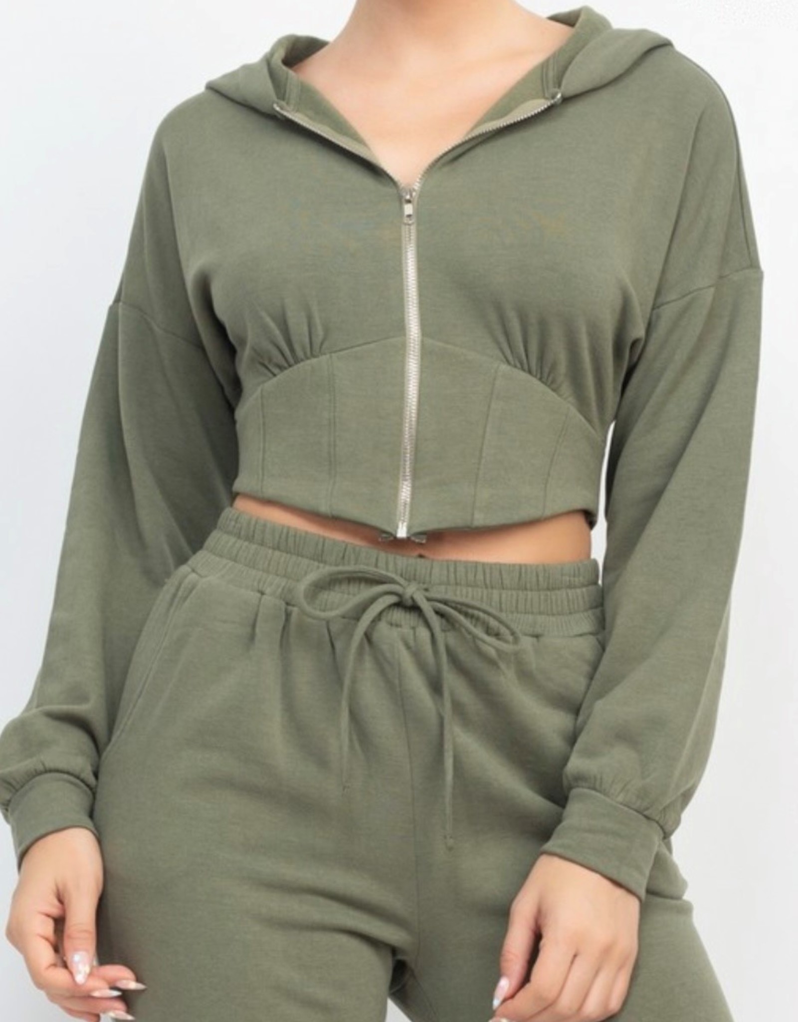 HUSH ADDISON corest waist crop hoodie