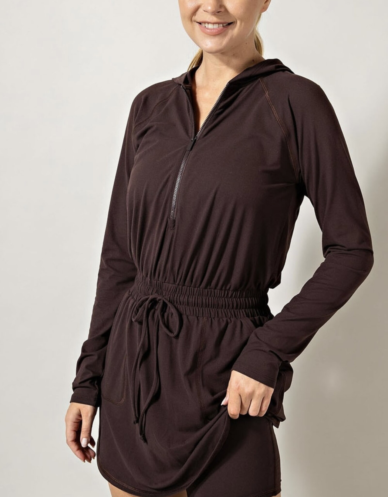 HUSH DENVER yoga fabric L/S romper dress