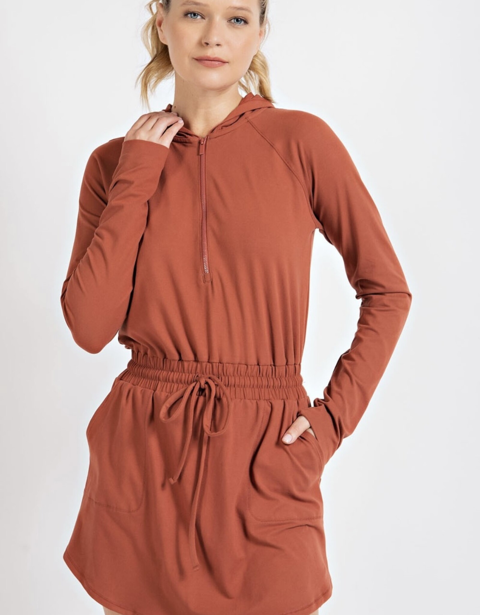 HUSH DENVER yoga fabric L/S romper dress