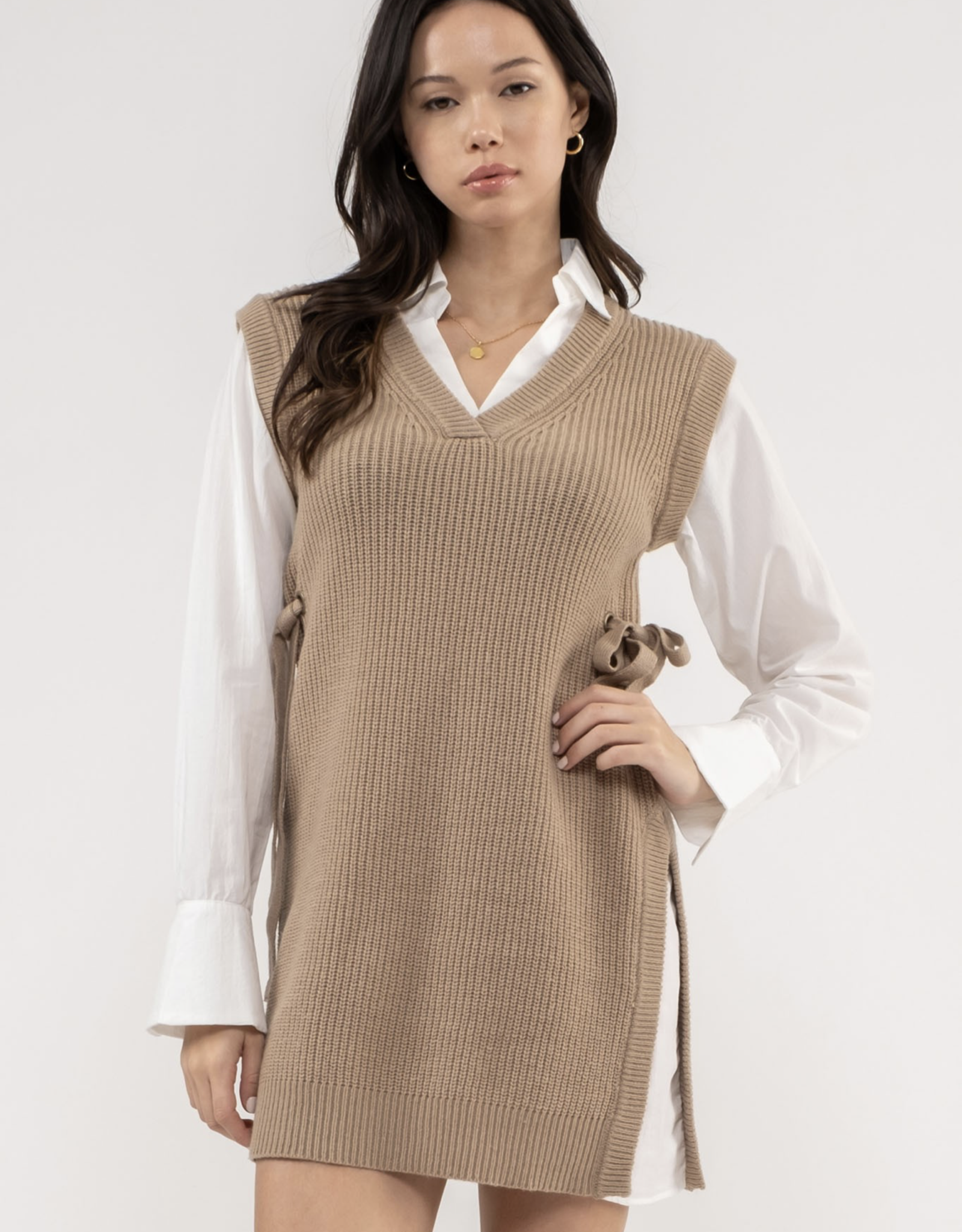 HUSH DANA sweater vest dress with built in blouse