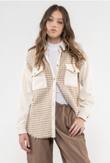 HUSH DIANE colour block houndstooth shacket