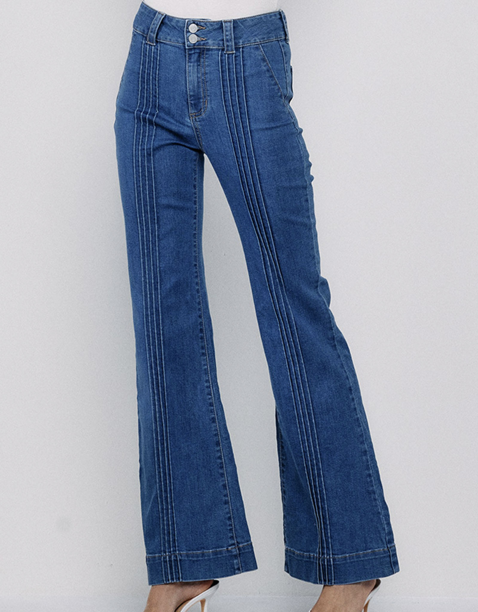 HUSH EVA high rise flare stretch denim