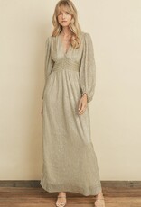 HUSH ERIN metallic maxi L/S dress