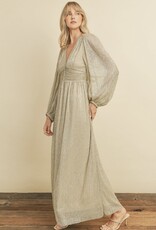 HUSH ERIN metallic maxi L/S dress