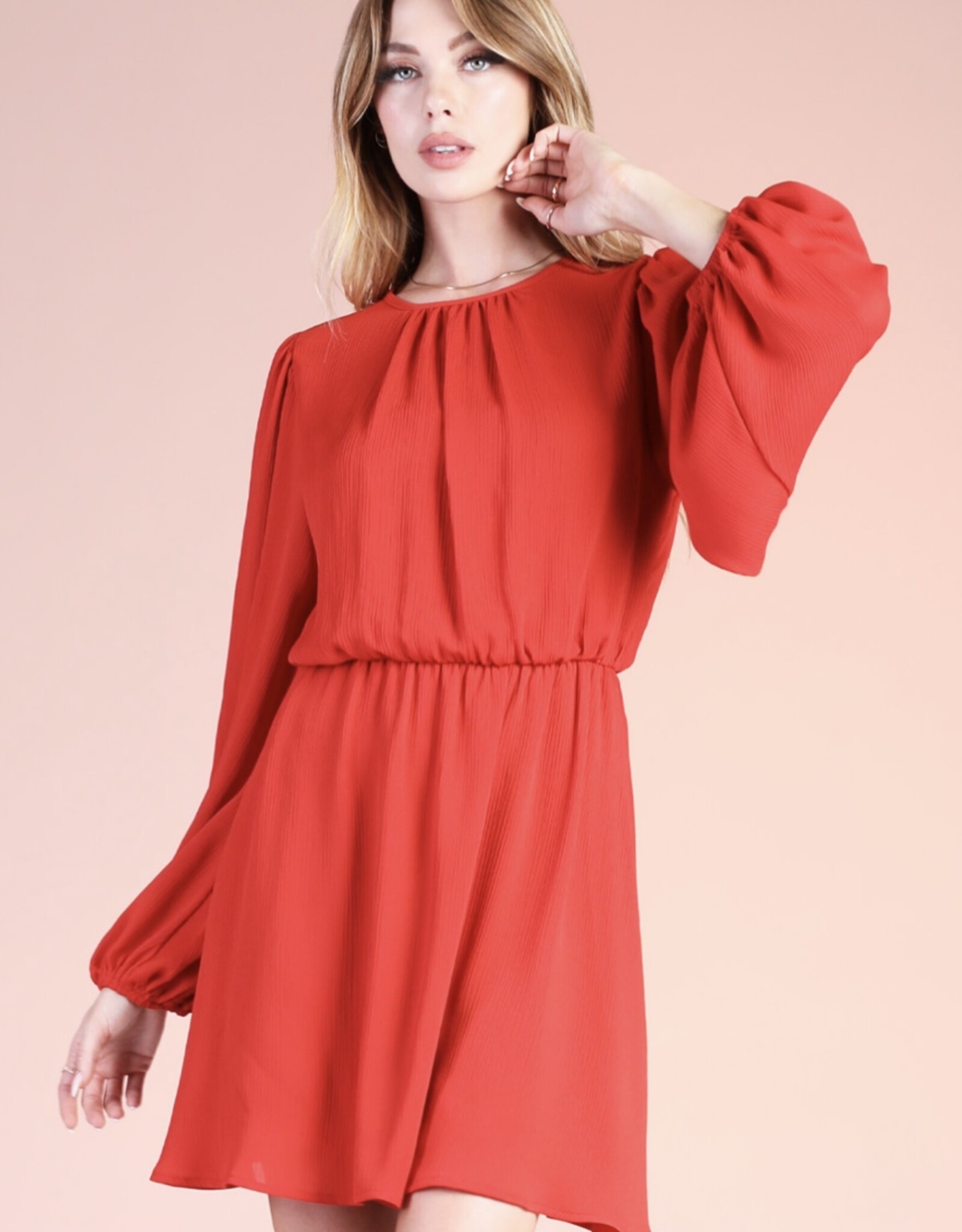 HUSH ELINA crinkle fabric L/S dress