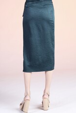 HUSH ELLERY lux satin crepe wrap midi skirt