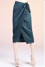 HUSH ELLERY lux satin crepe wrap midi skirt