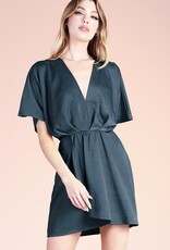 HUSH EMILEE satin crepe kimono sleeve dress