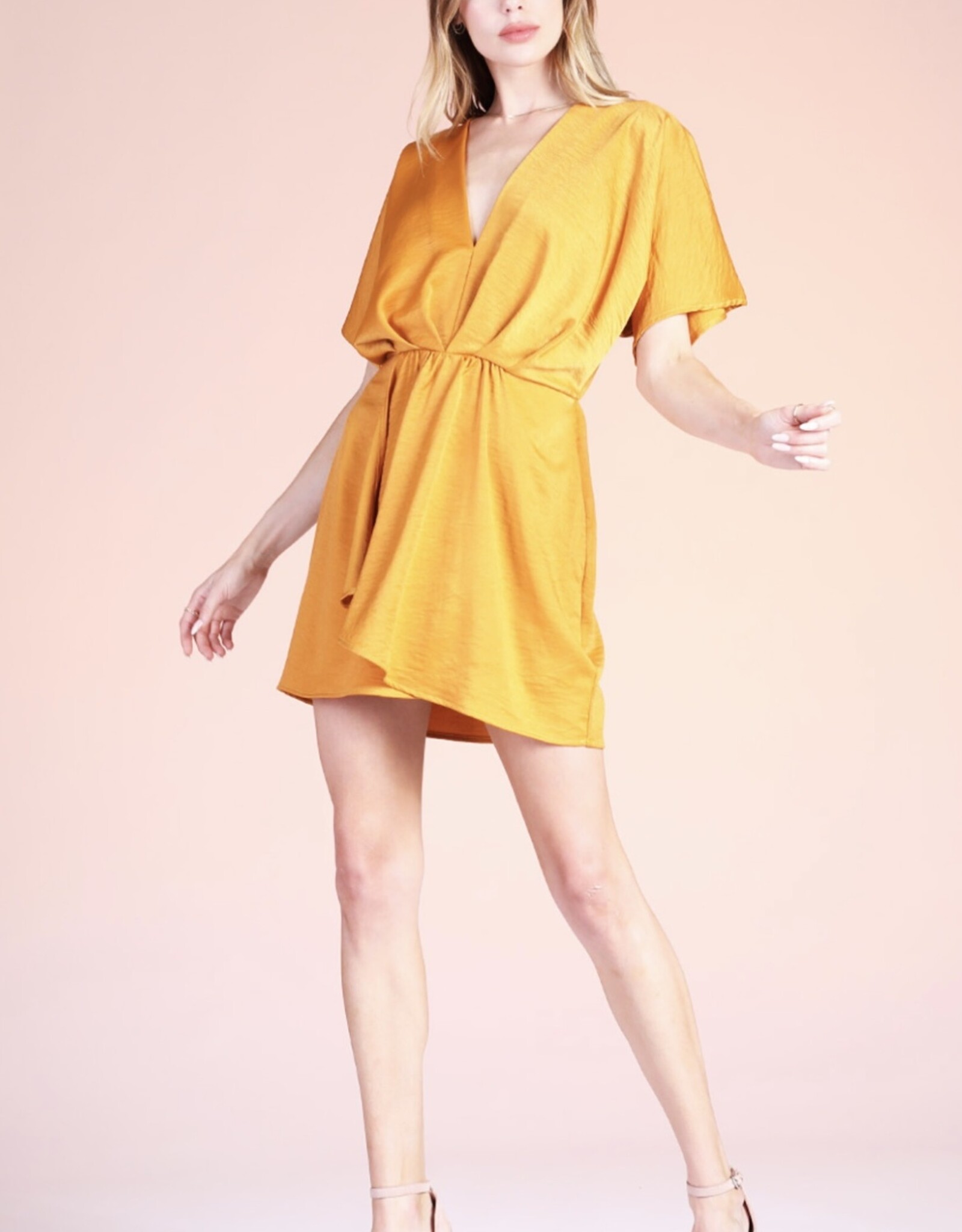 HUSH EMILEE satin crepe kimono sleeve dress