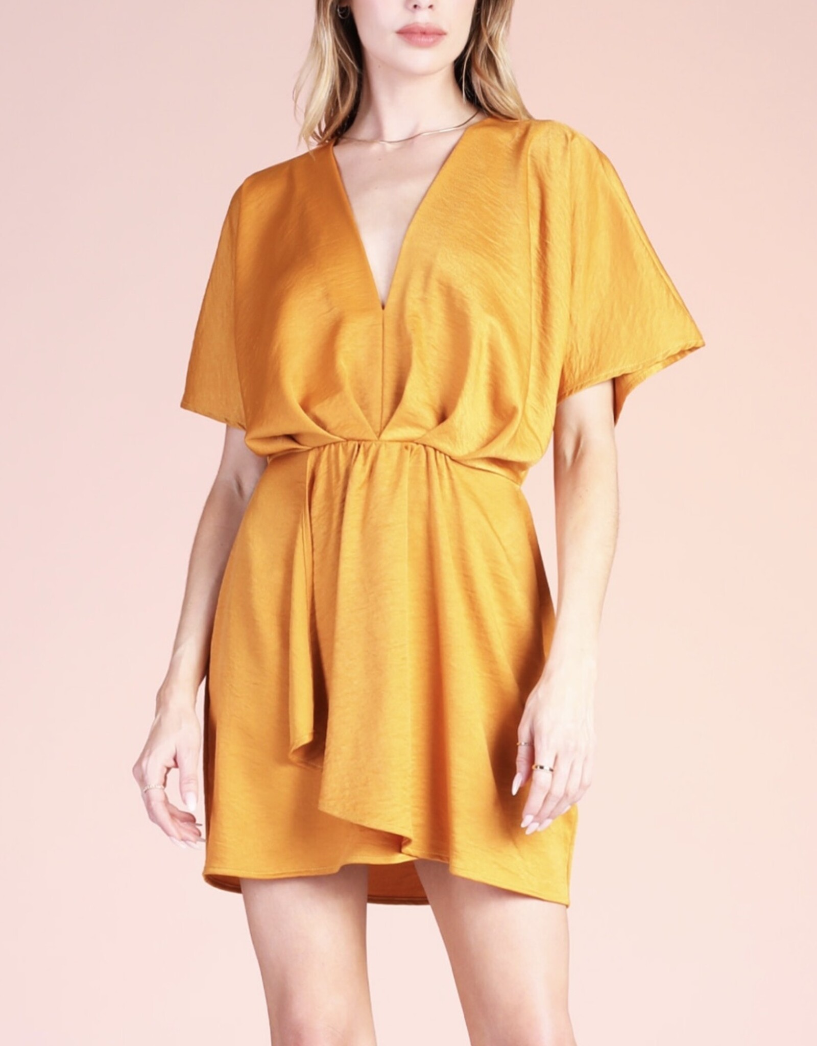 HUSH EMILEE satin crepe kimono sleeve dress