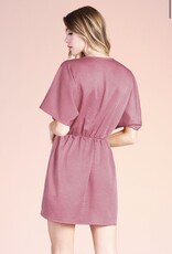 HUSH EMILEE satin crepe kimono sleeve dress