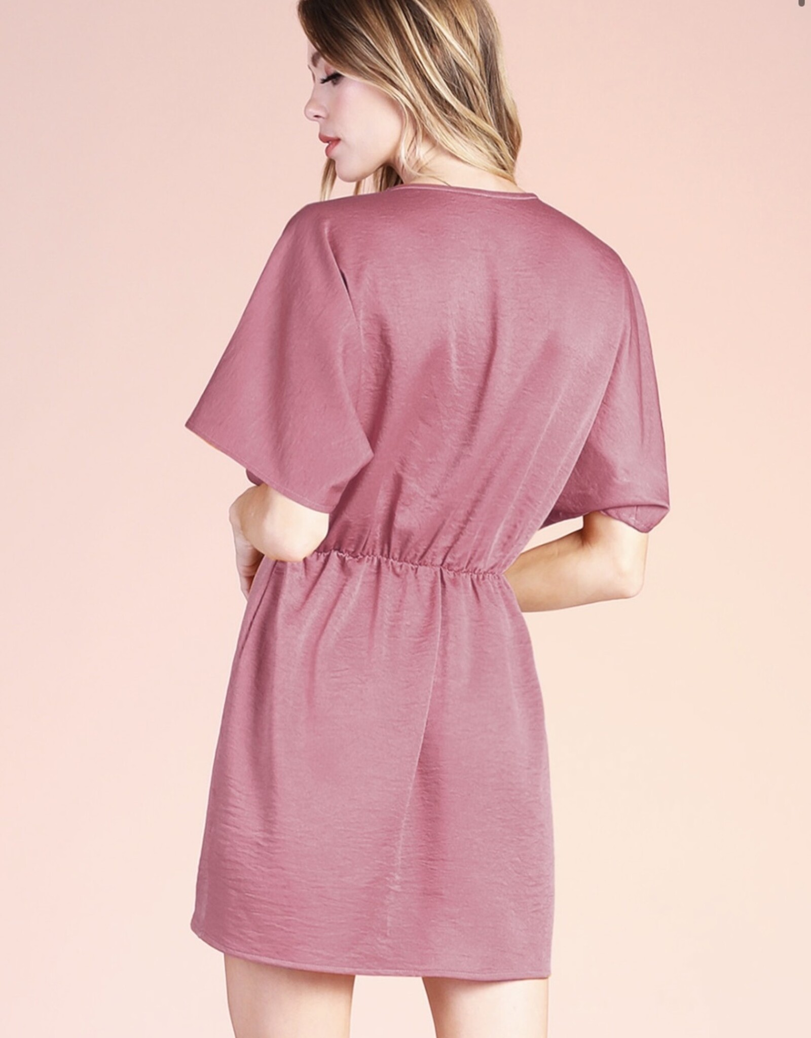 HUSH EMILEE satin crepe kimono sleeve dress