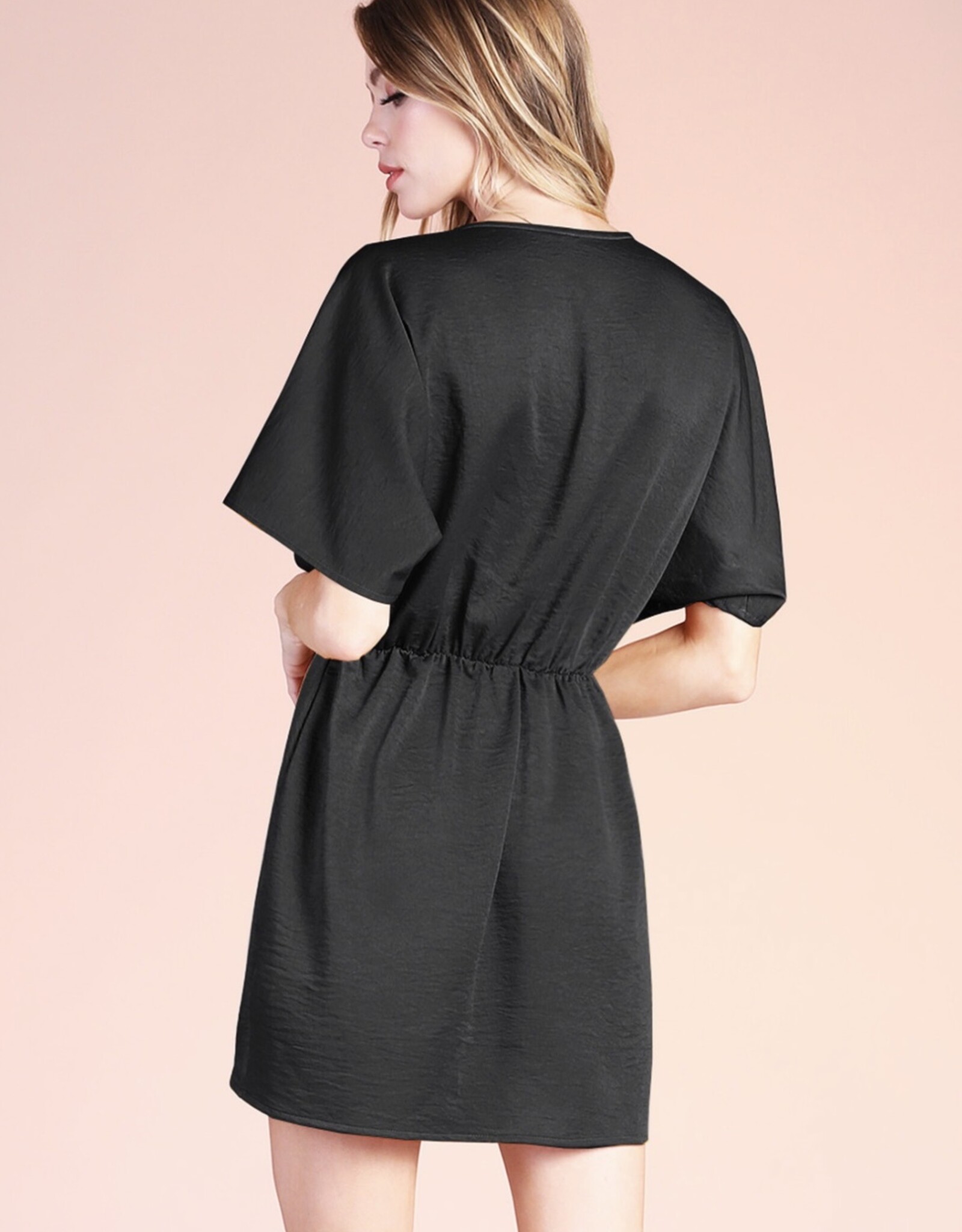 HUSH EMILEE satin crepe kimono sleeve dress