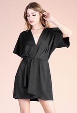 HUSH EMILEE satin crepe kimono sleeve dress