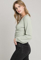 HUSH EMILY L/S ruched knit top