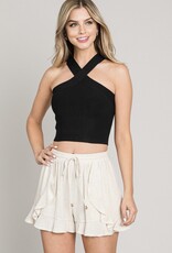 HUSH EMERY ribbed twist halter top