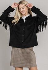 HUSH ELAINA vegan suede fringe shacket