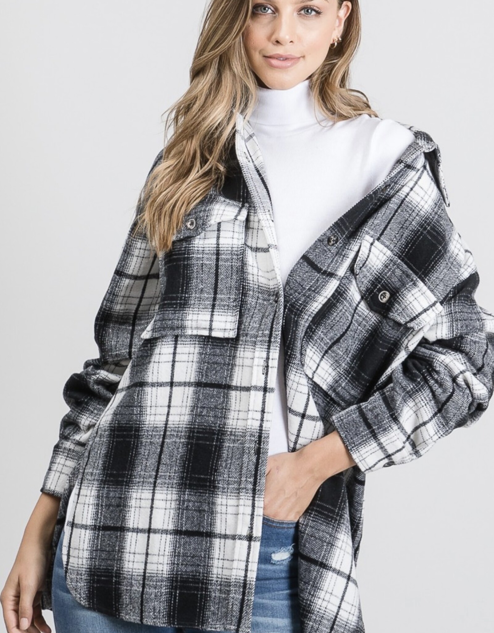 HUSH EMMY soft plaid shacket