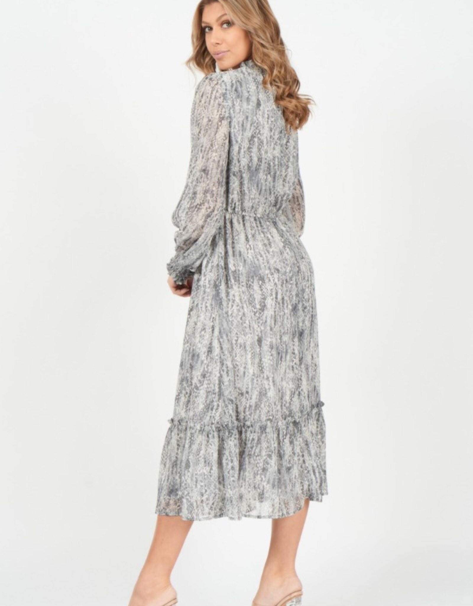 HUSH ELSA midi length L/S printed dress