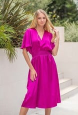 HUSH ELOUISE satin midi  S/S dress