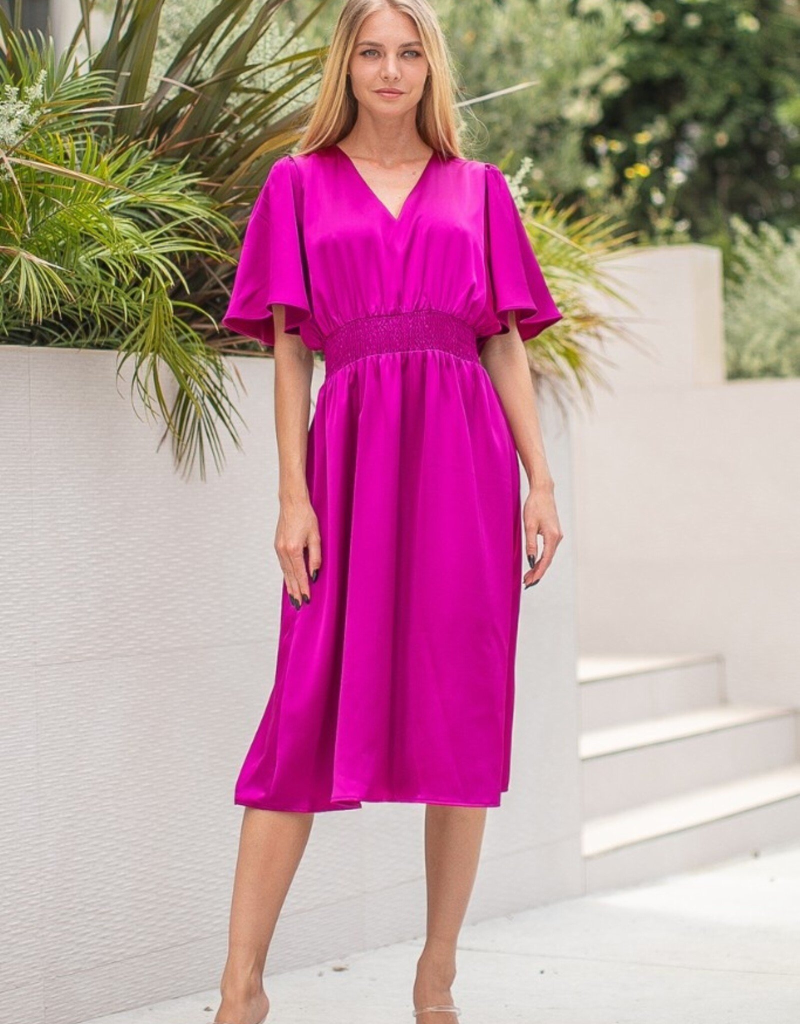 HUSH ELOUISE satin midi  S/S dress