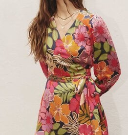 HUSH FRANCESCA floral print satin L/S dress