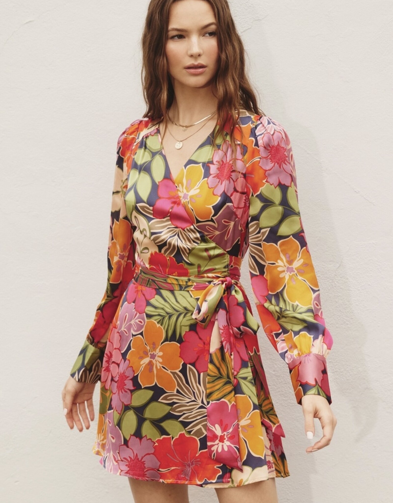 HUSH FRANCESCA floral print satin L/S dress