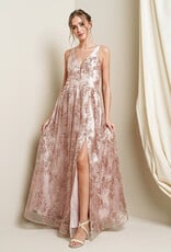 HUSH FARAH floral glitter maxi dress
