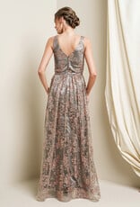 HUSH FARAH floral glitter maxi dress