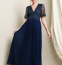 HUSH FRANCINE lace sequin pleated maxi drs