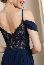 HUSH FAE drape sleeve w/ lace back gown