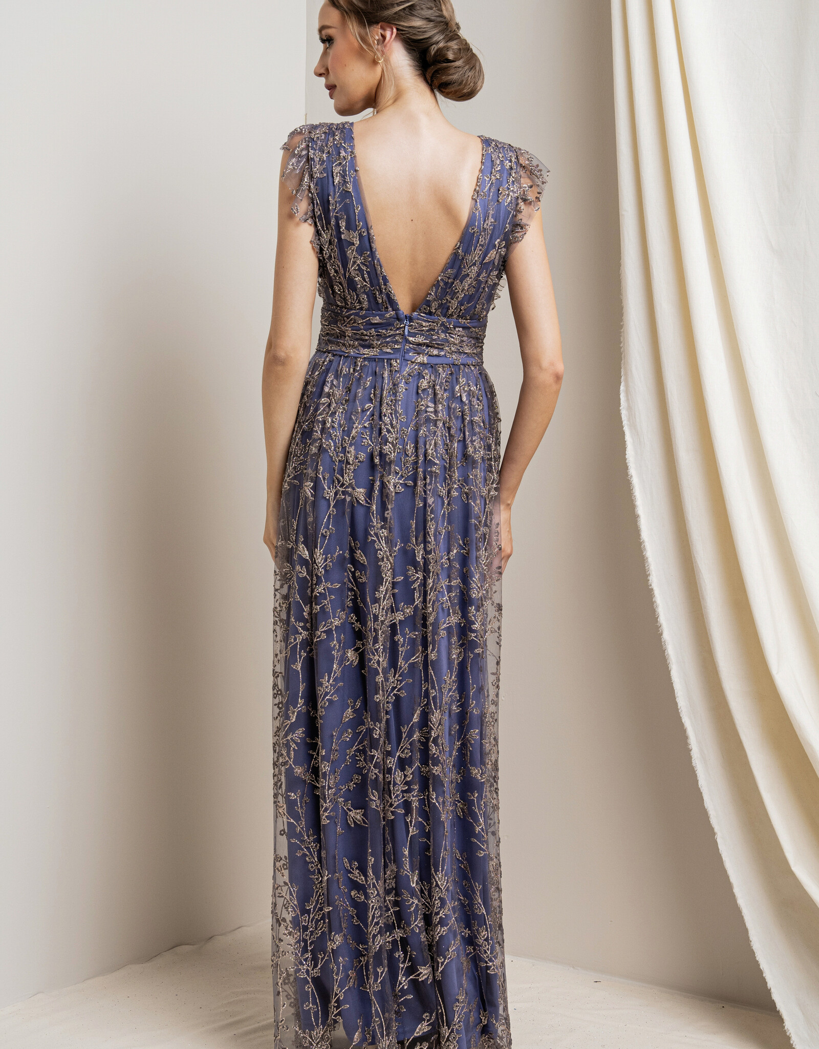 HUSH FRAIDY floral sequin gown