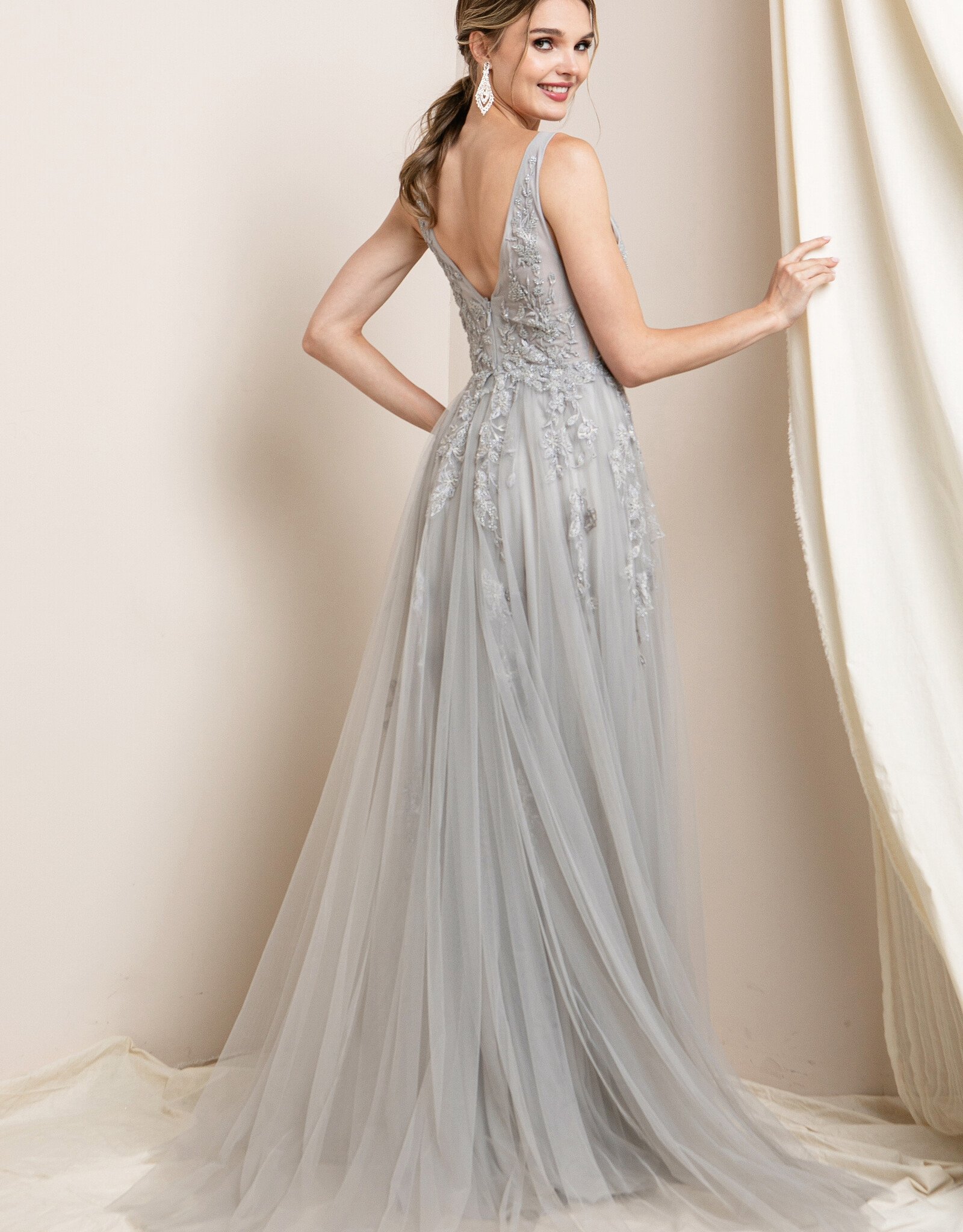 HUSH FALYNN lace embroidered tulle gown