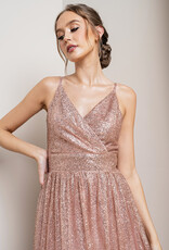 HUSH FAYTH glitter gown w/ slit