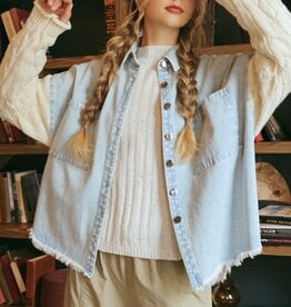 HUSH FREIDA cable knit sleeve denim jacket