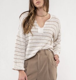 HUSH FRIMY striped V neck knit sweater