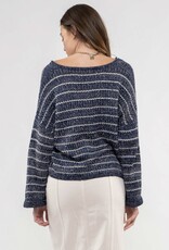 HUSH FRIMY striped V neck knit sweater