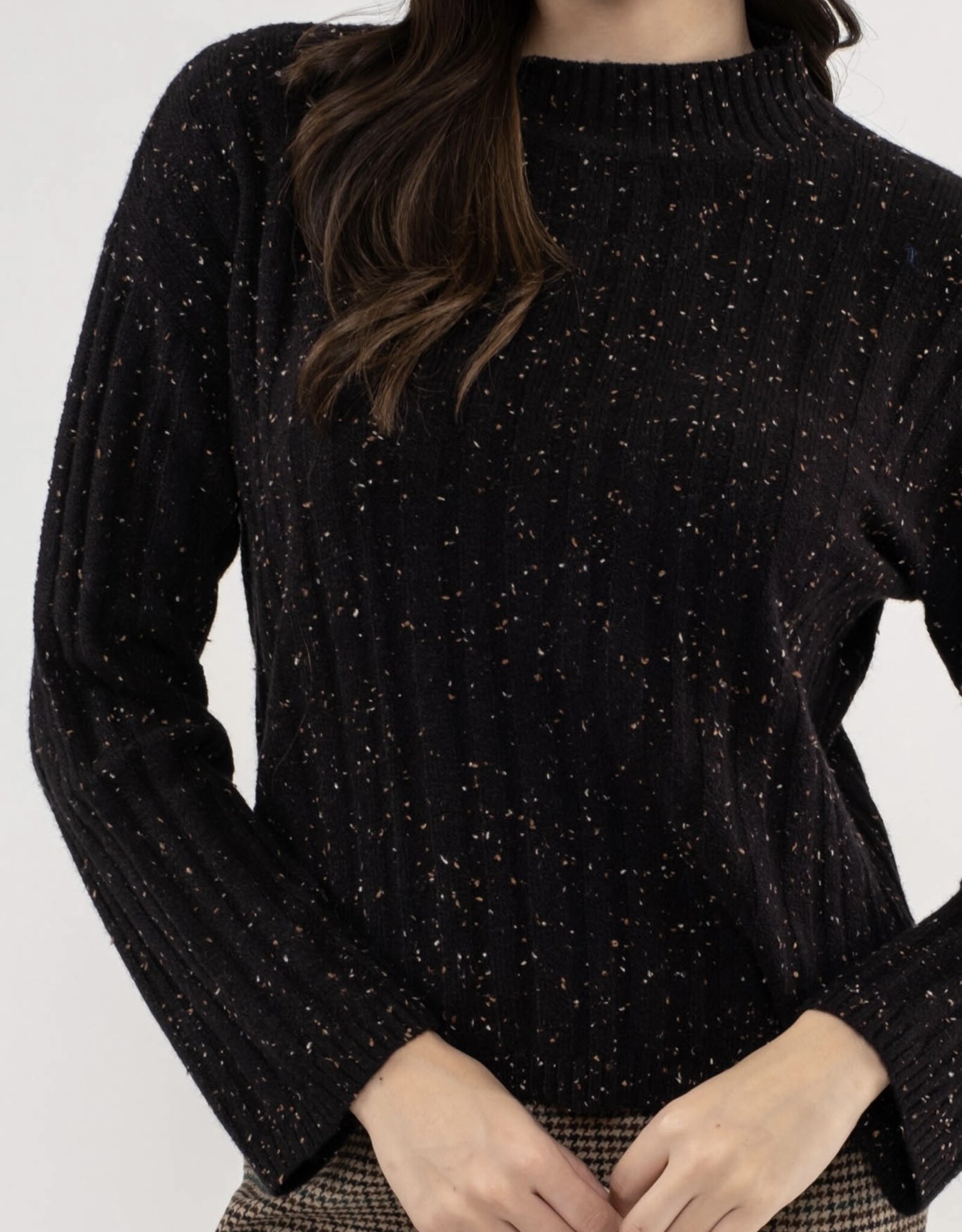 HUSH FLETCHER mock neck confetti knit sweater