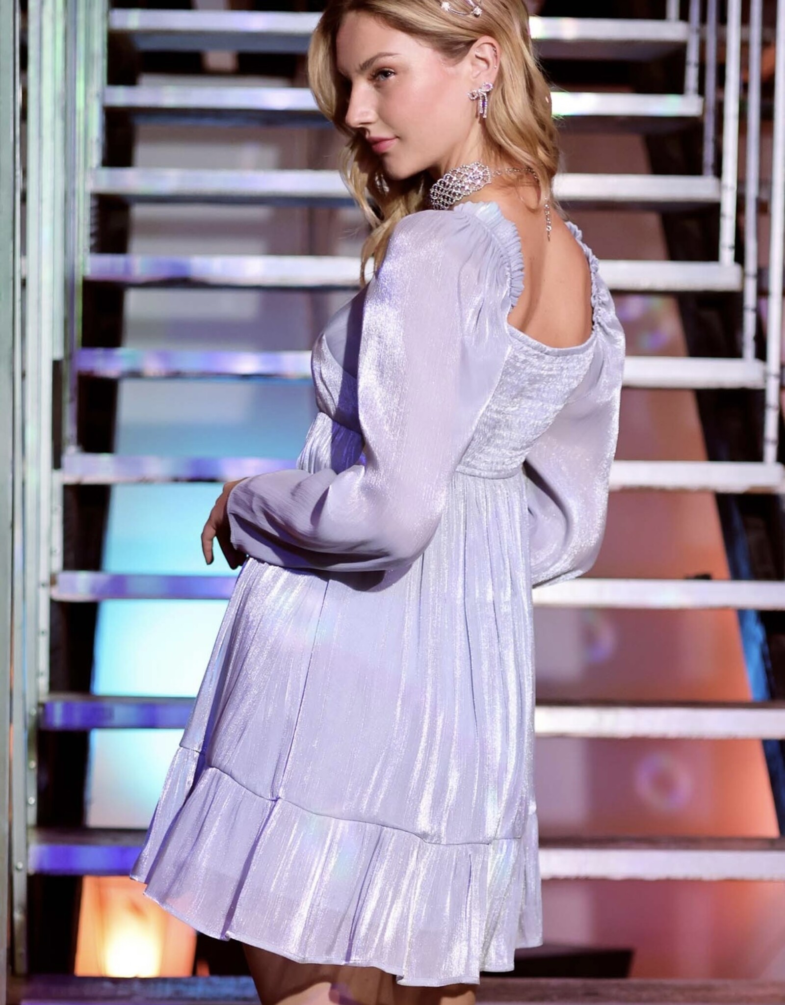 FRANCES iridescent satin babydoll dress HUSH