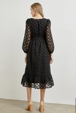 HUSH FIONNA textured woven L/S midi dress